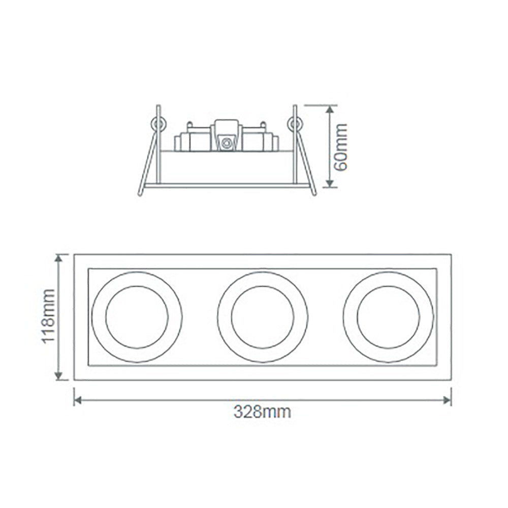 Buy Downlight Frames Australia Slotter Rectangle Downlight Frame L328mm White Aluminium - 70006