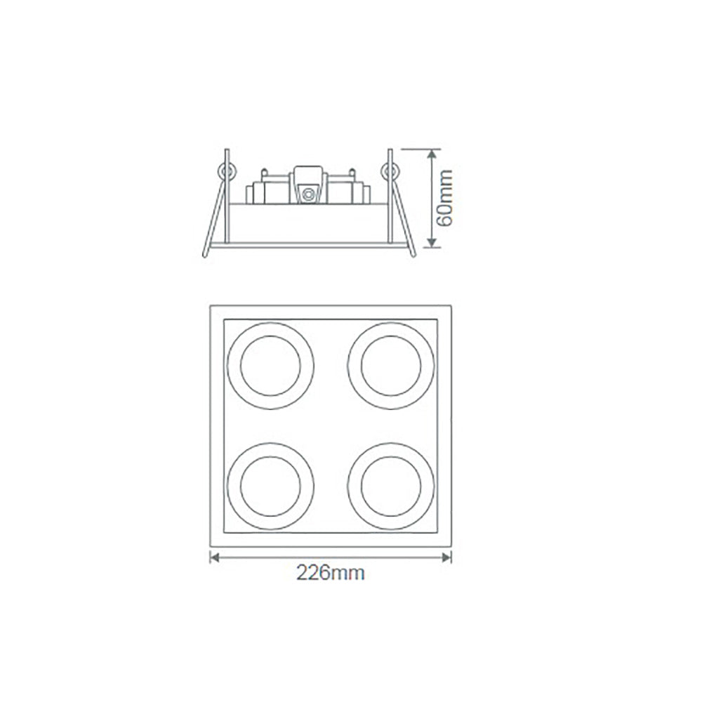 Buy Downlight Frames Australia Slotter Square Downlight Frame W226mm Silver Aluminium - 70009