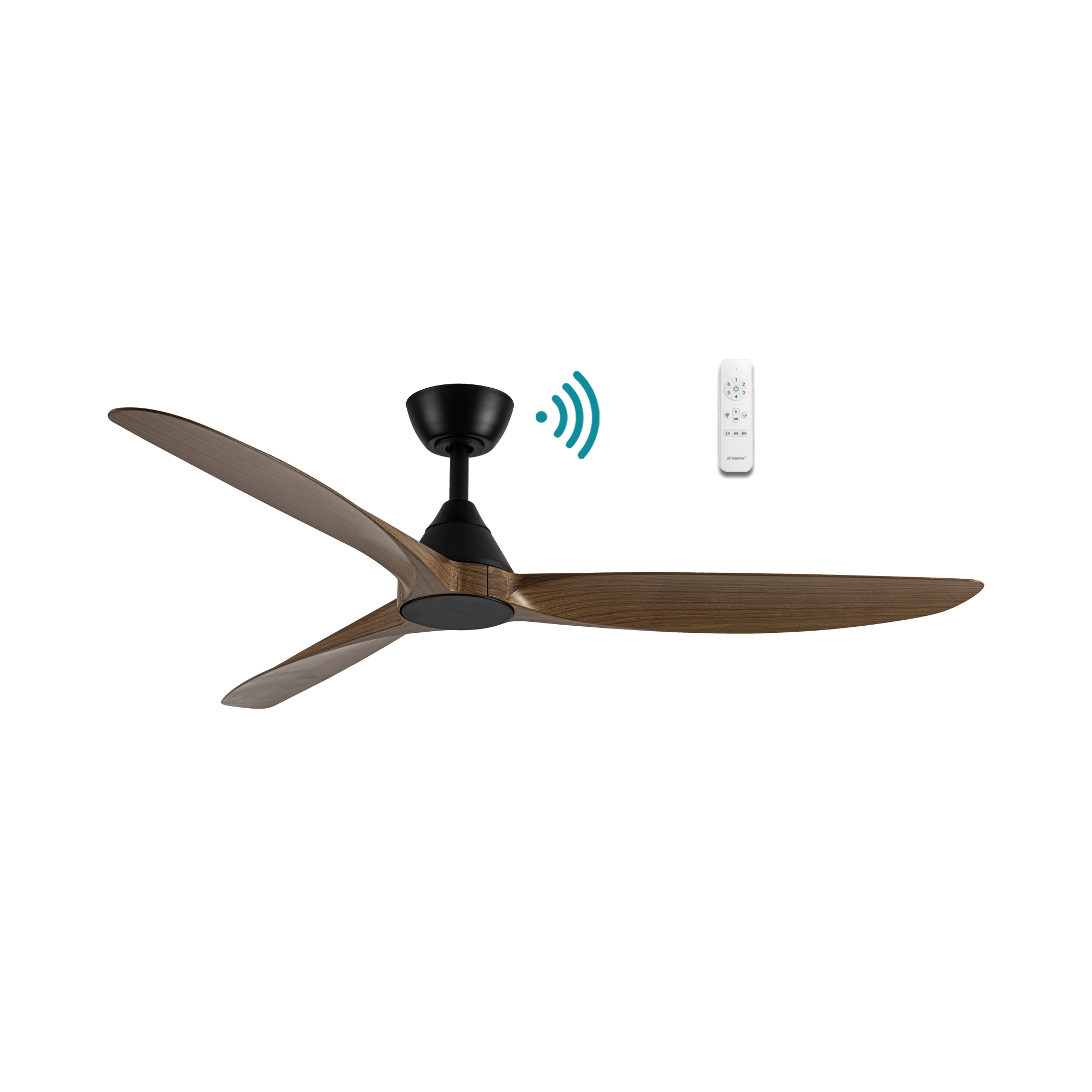 Seaforth DC Ceiling Fan 52" 3 Blade Matt Black & Teak With WIFI Remote - MDCS133MT
