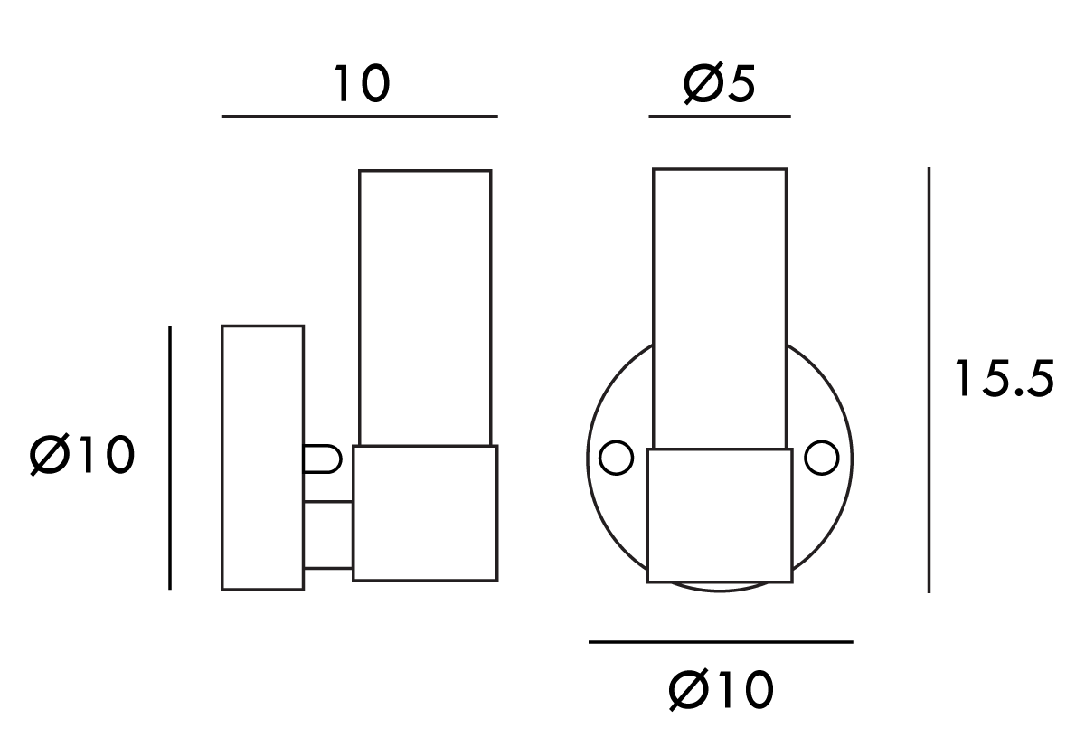 T1 Single LED Vanity Light 5W 3000K White - SE A/T1/W1/44/WH
