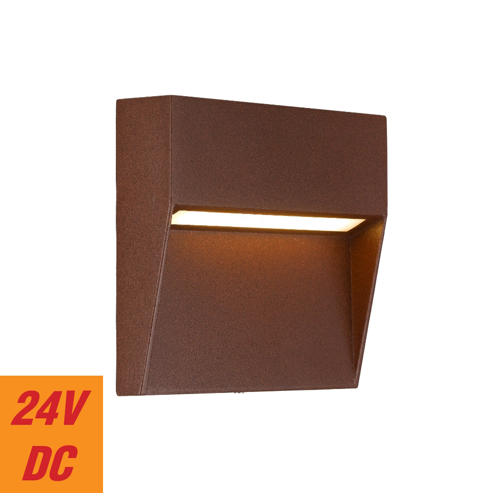 Terin LED Square Wall Light 24V 3W 3000K Rust - TERIN SQ-RST324