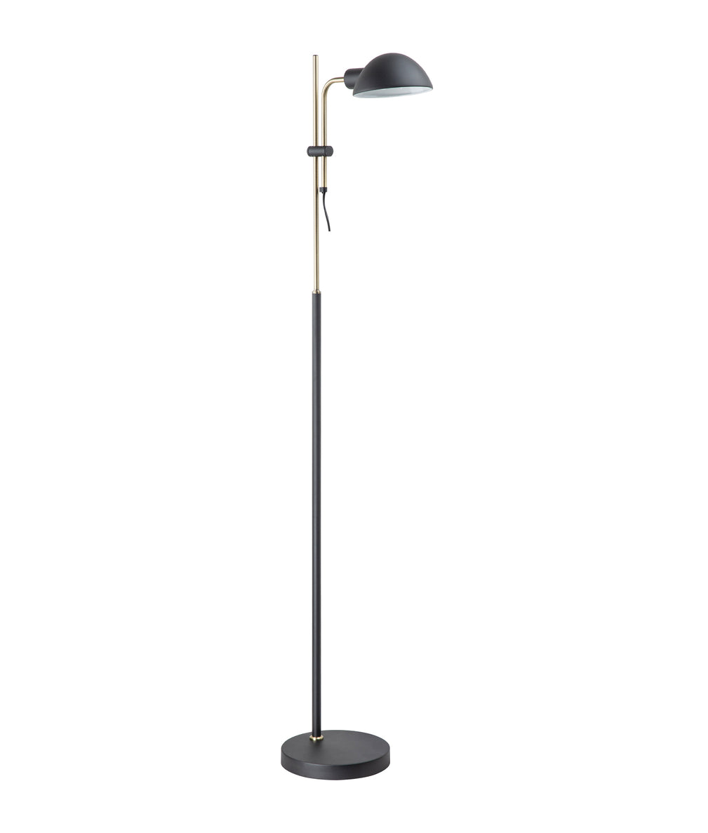Tettu 1 Head Adjustable Height Swivel Head Floor Lamp Sand Black & Antique Brass - TETTU-F1