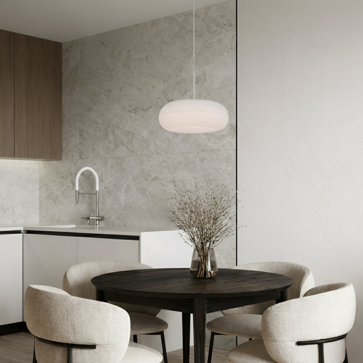 Tifton 350mm LED Pendant 20W Tri Colour White - TIFTON PE35-WH