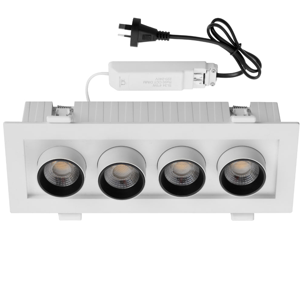 Tilda 4 Light LED Downlight 20W TRI Colour White - TILDA DL4-WH