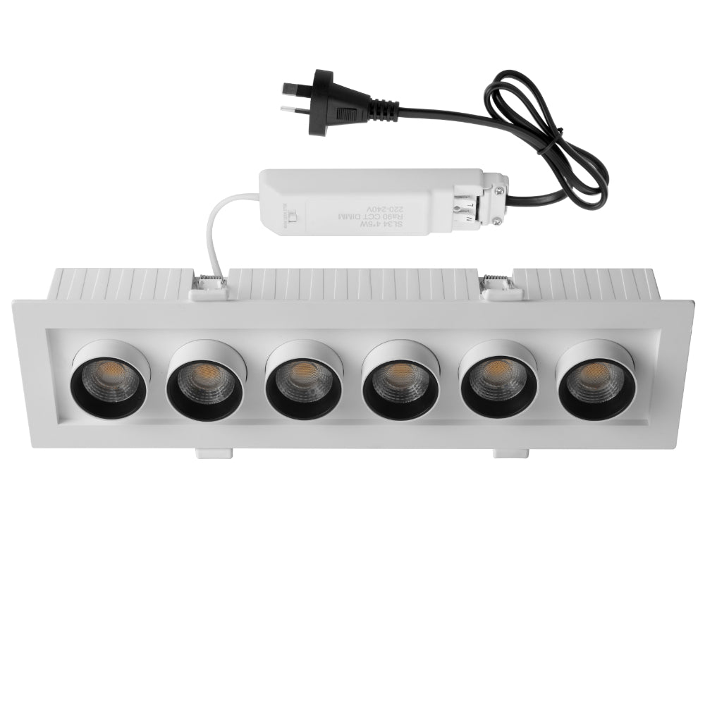 Tilda 6 Light LED Downlight 30W TRI Colour White - TILDA DL6-WH