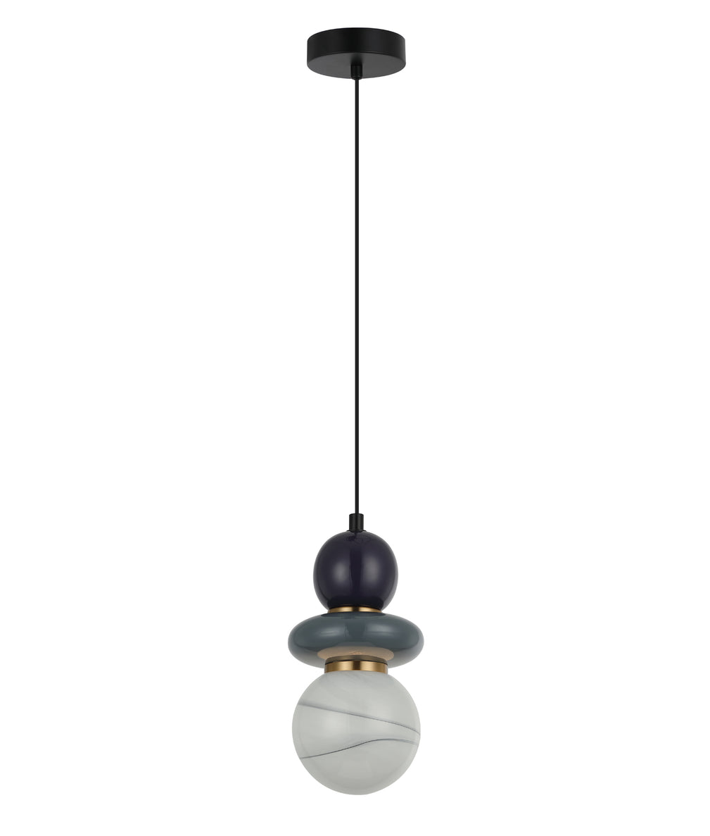 Tocado Sandblasted Pendant Light Grey & Purple Ceramic Bead - TOCADO1