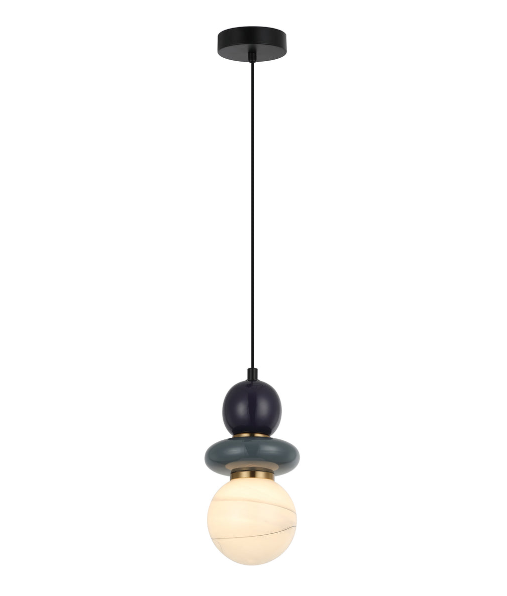 Tocado Sandblasted Pendant Light Grey & Purple Ceramic Bead - TOCADO1