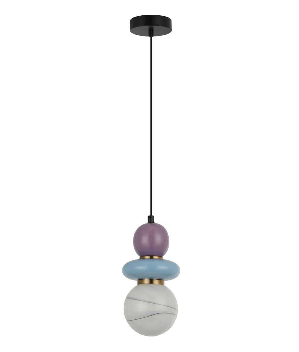 Tocado Sandblasted Pendant Light Blue & Violet Ceramic Bead - TOCADO3
