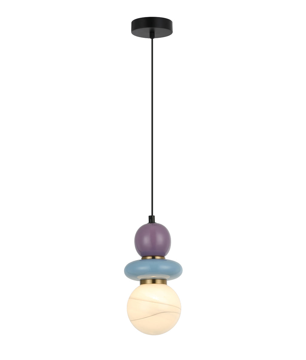 Tocado Sandblasted Pendant Light Blue & Violet Ceramic Bead - TOCADO3