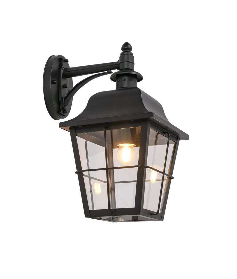 Trenero Surface Mounted Coach Wall Light Matte Black & Clear - TRENERO1