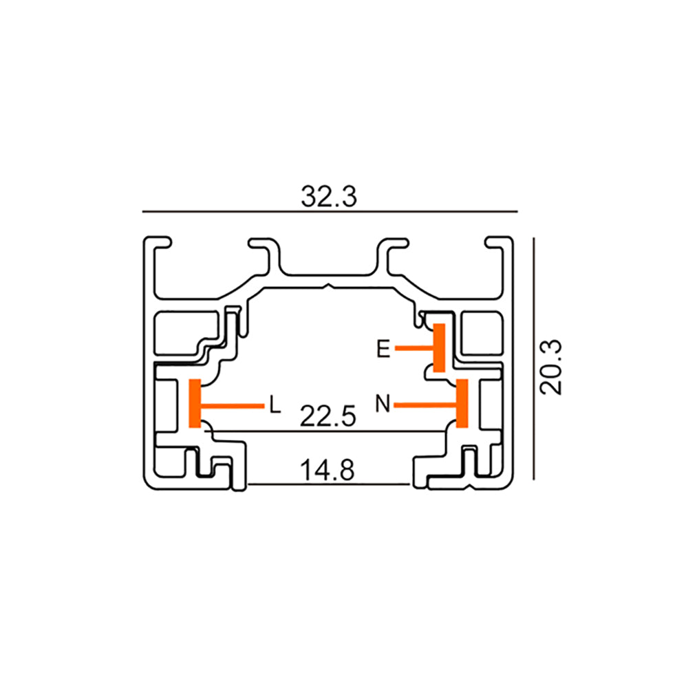 Single Circuit Tracks & Accessorie 3 Wire L1000mm White Aluminium - TRK1WH1M