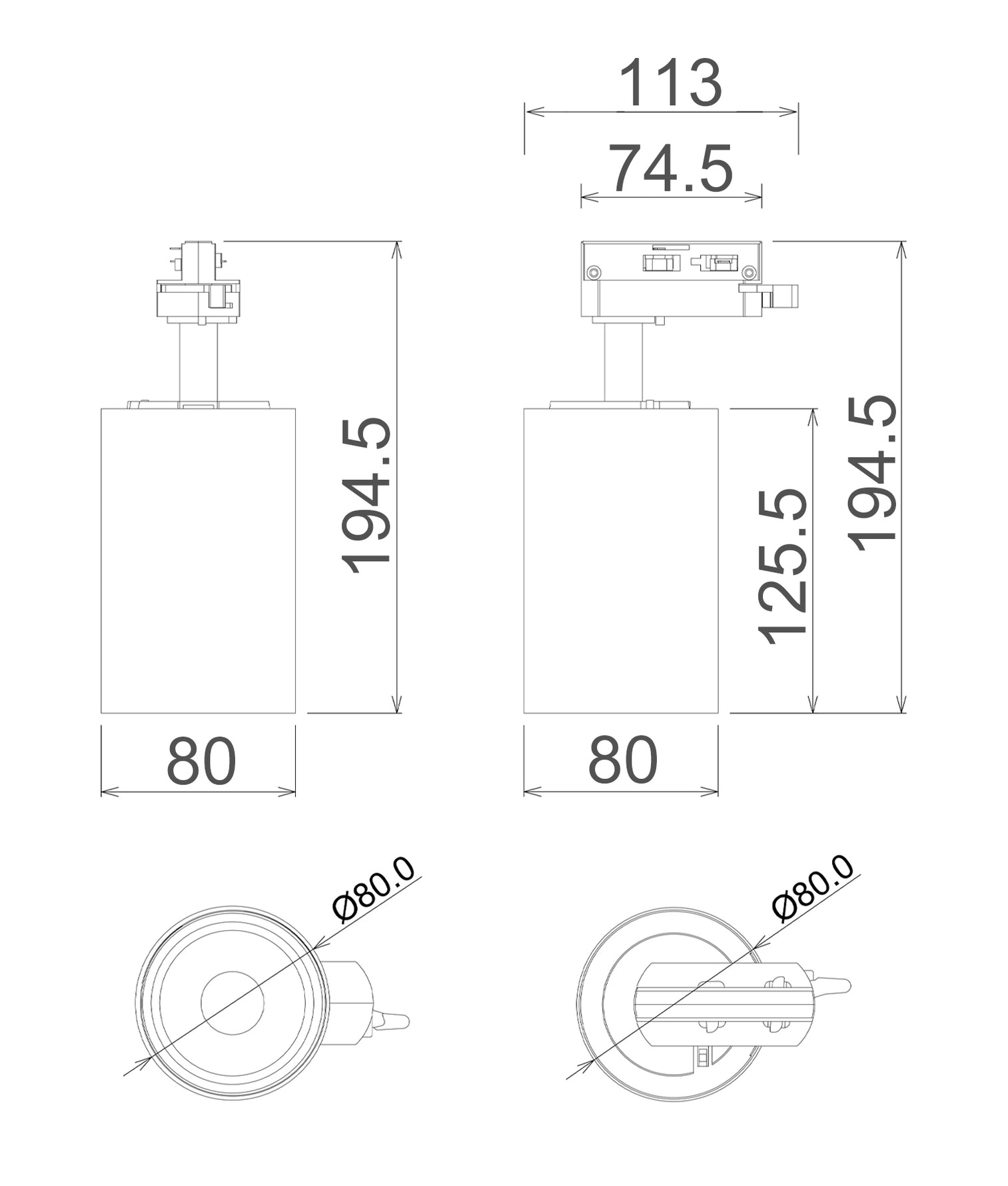 3 Wire 1 Circuit LED Track Light White 25W 3CCT - TRKTRI08