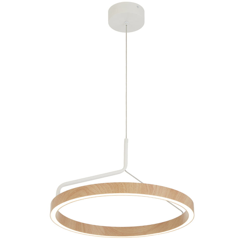 Truvon 400mm LED Pendant 20W Tri Colour White & Oak - TRUVON PE40-WHOK
