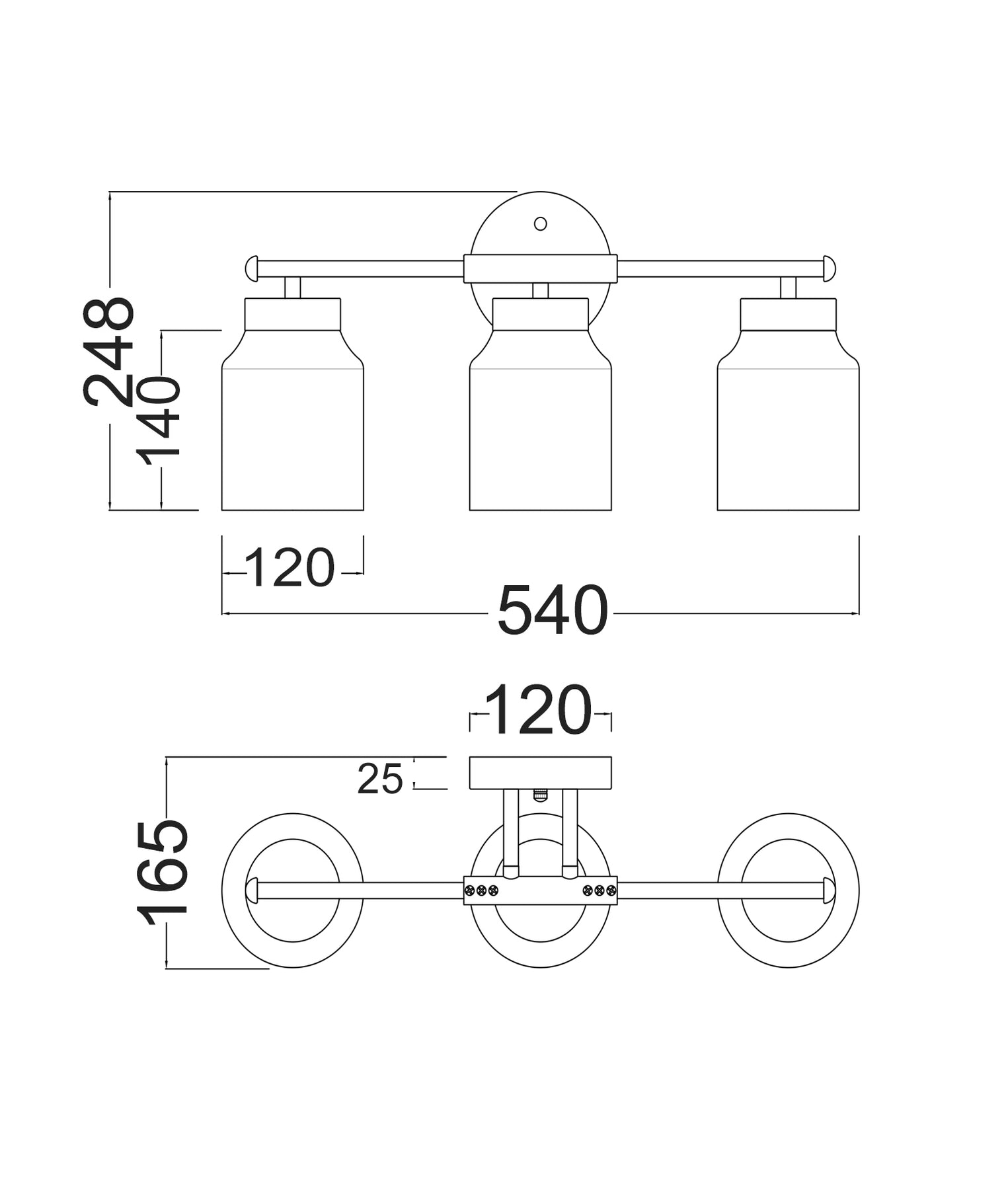 Tufo Interior Jar 3 Light Wall Light White & Brass - TUFO-W2