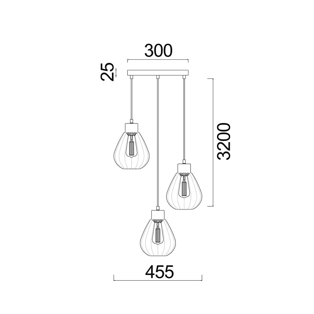 Buy Cluster Pendants Australia Interior Black Smoke Wine Glass Ribbed 3 Light Cluster Pendant - TULIP2X3R