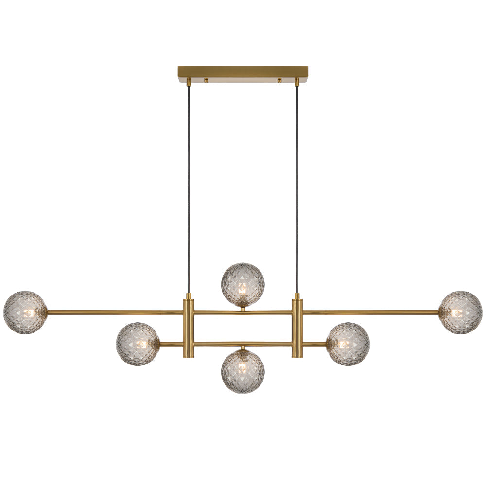 Tyson 6 Light Pendant Antique Gold & Smoke Tear - TYSON PE06-AGSMT