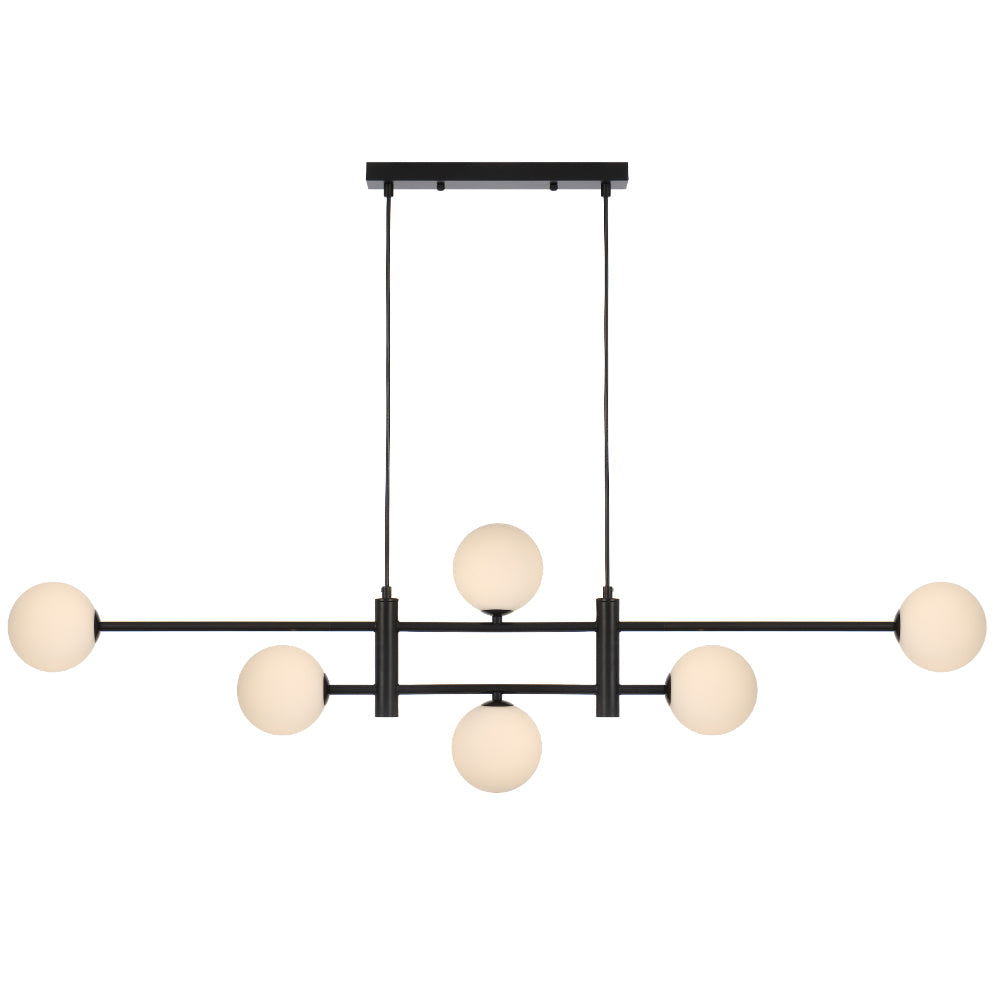 Tyson 6 Light Pendant Black & Opal Matt - TYSON PE06-BKOM