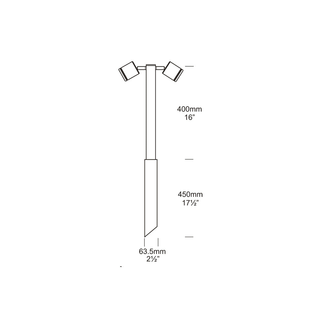 Twin Pole Aluminium Spotlight Retro Black - TPL/R/BK