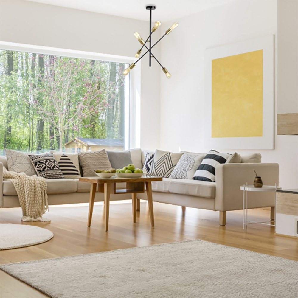 Buy Semi-Flush Mount Lights Australia Alvie Semi-Flush Mount 6 Lights Black / Gold Metal - R3806-BLBS