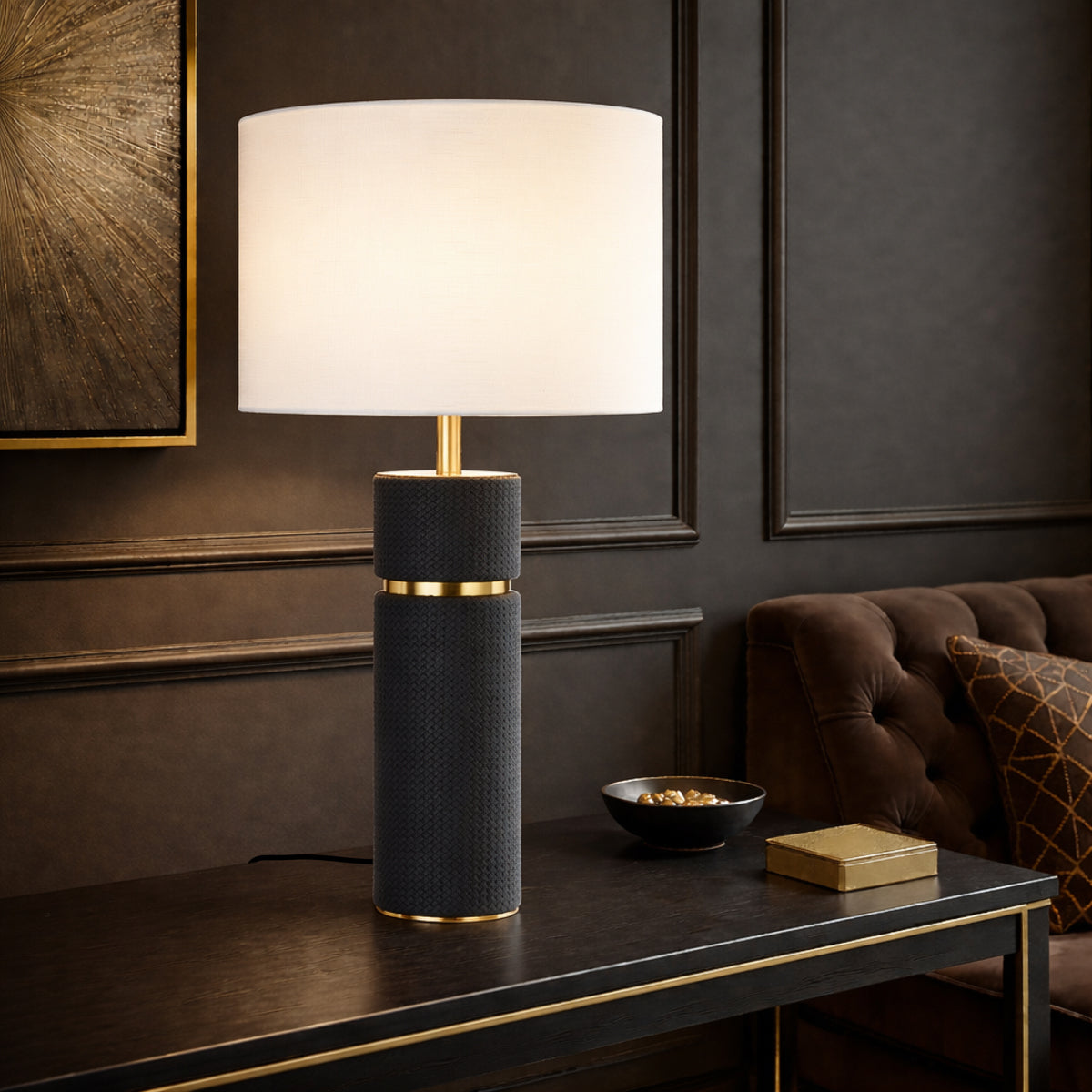 Valda Table Lamp Blue, Antique Gold & Ivory - VALDA TL-BKIV
