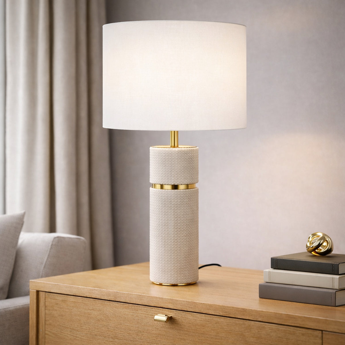 Valda Table Lamp Taupe, Antique Gold & Ivory - VALDA TL-TPIV