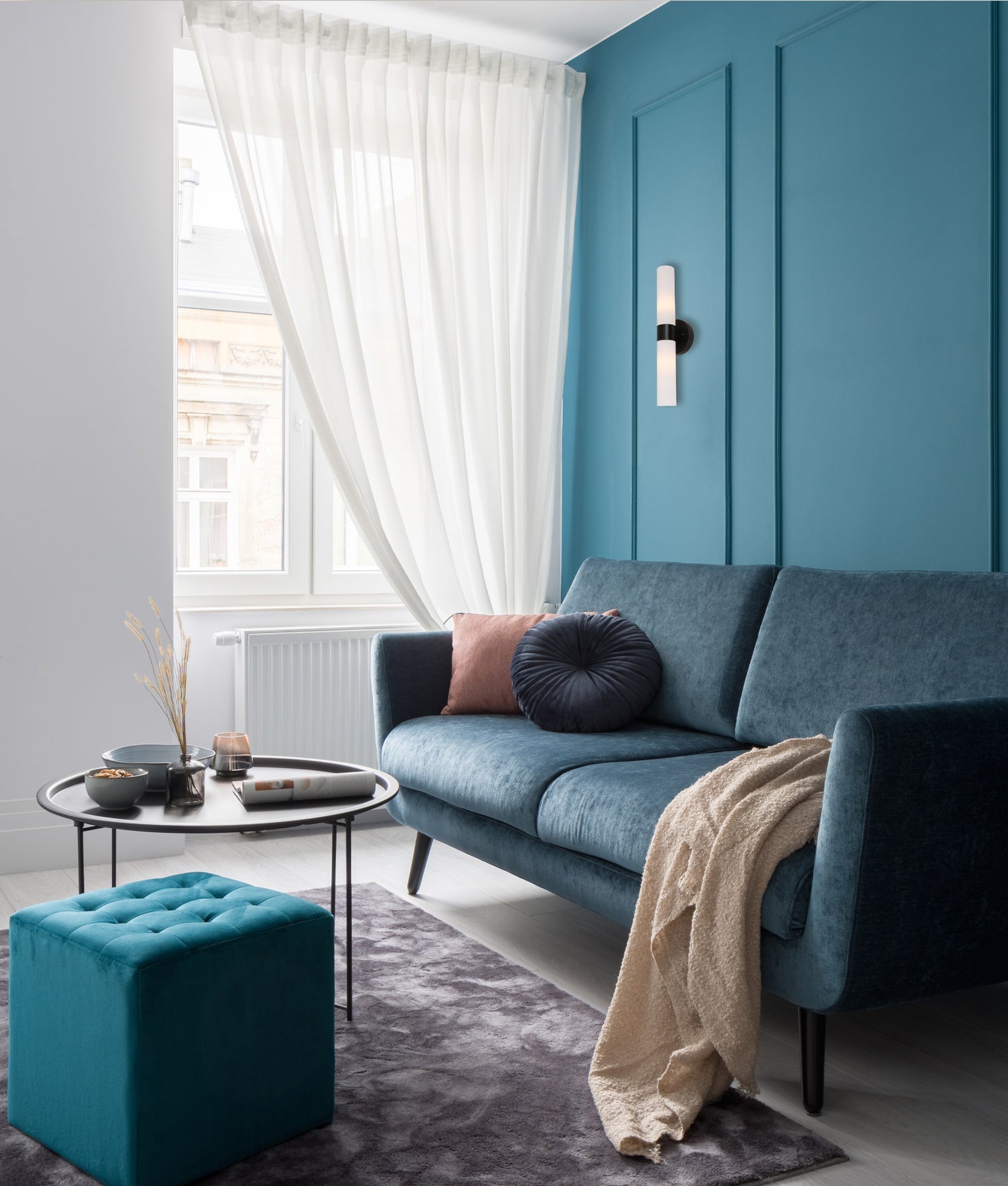 Vara Up & Down Wall Light Black & Opal - VARA1