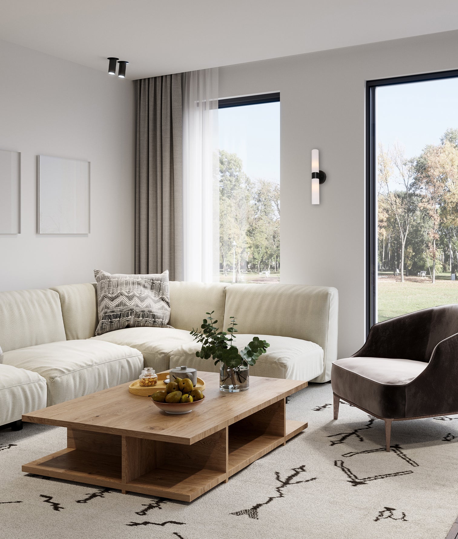 Vara Up & Down Wall Light Black & Opal - VARA1