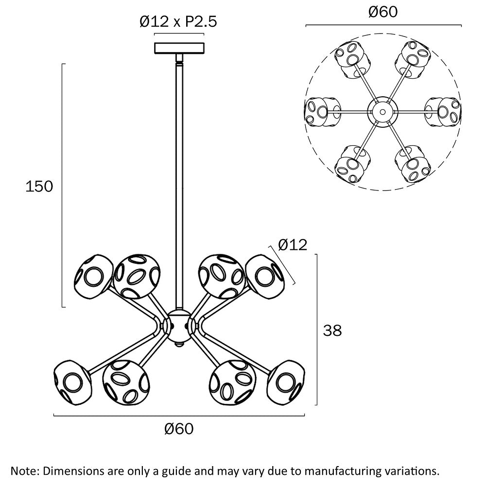 Varlin Pendant 12 Lights Black - VARLIN PE12-BKMR