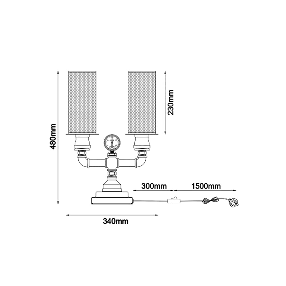 Buy Table Lamps Australia VENETO Black Iron 2 Light Table Lamp - VENETO-T2