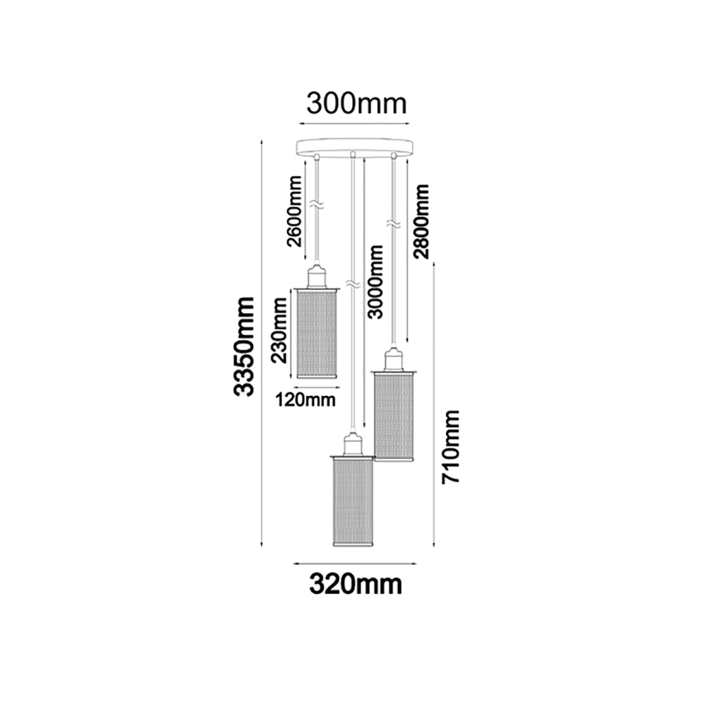 Buy Cluster Pendants Australia VENETO Black Mesh Decorative 3 Light Pendant - VENETO1X3BK