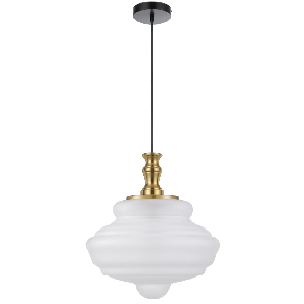 Verdun 400mm Pendant Light Antique Gold & Frost - VERDUN PE40-AGFR