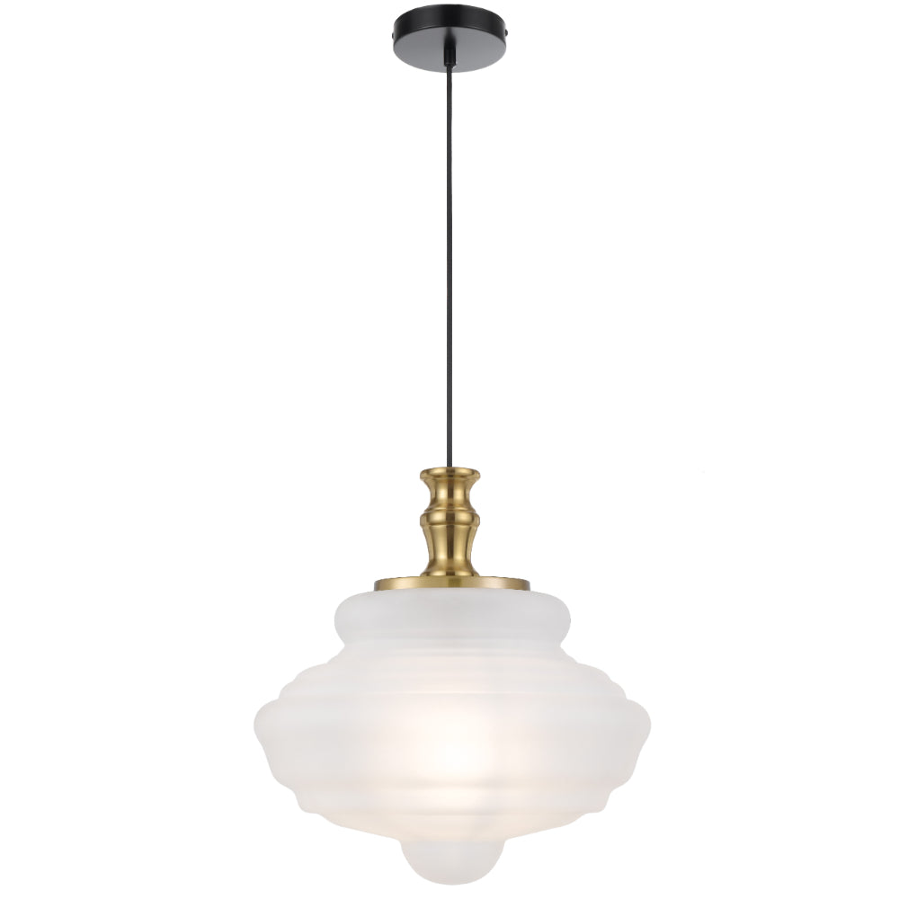 Verdun 400mm Pendant Light Antique Gold & Frost - VERDUN PE40-AGFR