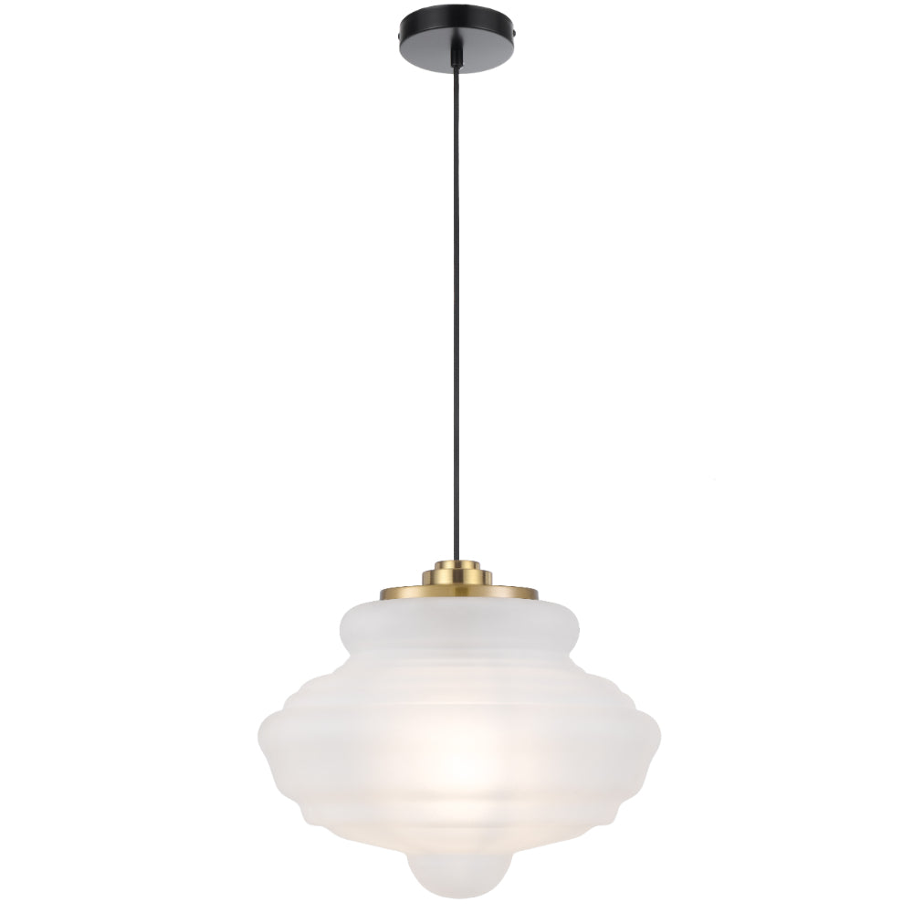 Verdun 400mm Pendant Light Antique Gold & Frost - VERDUN PE40-AGFR