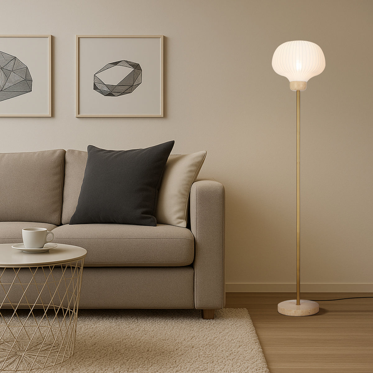 Vybor Floor Lamps Beige & Ivory - VYBOR FL-BEIV