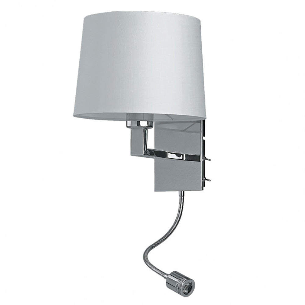 Buy Bedside Reading Lights Australia Dawson Bedside Reading 2 Lights White / Chrome Fabric - WL2252-WH