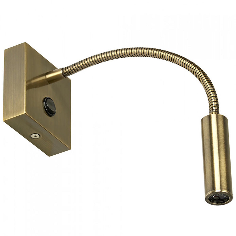 Buy Bedside Reading Lights Australia Kiyo Flexi Bedside Reading Light Brass Steel 3000K - WL6410-AB