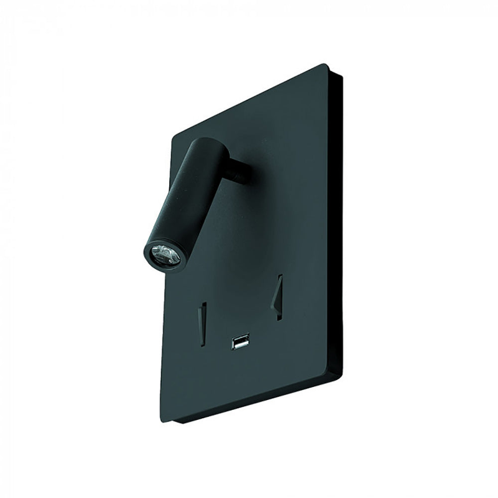 Buy Bedside Reading Lights Australia Aura Bedside Reading 2 Lights Black Metal 3000K - WL7031-BL