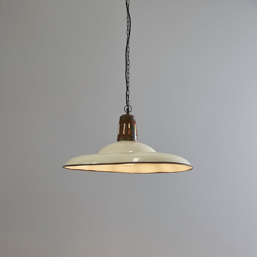 Zetland 1 Light Iron Dish Pendant Large White - ZAF10252WH