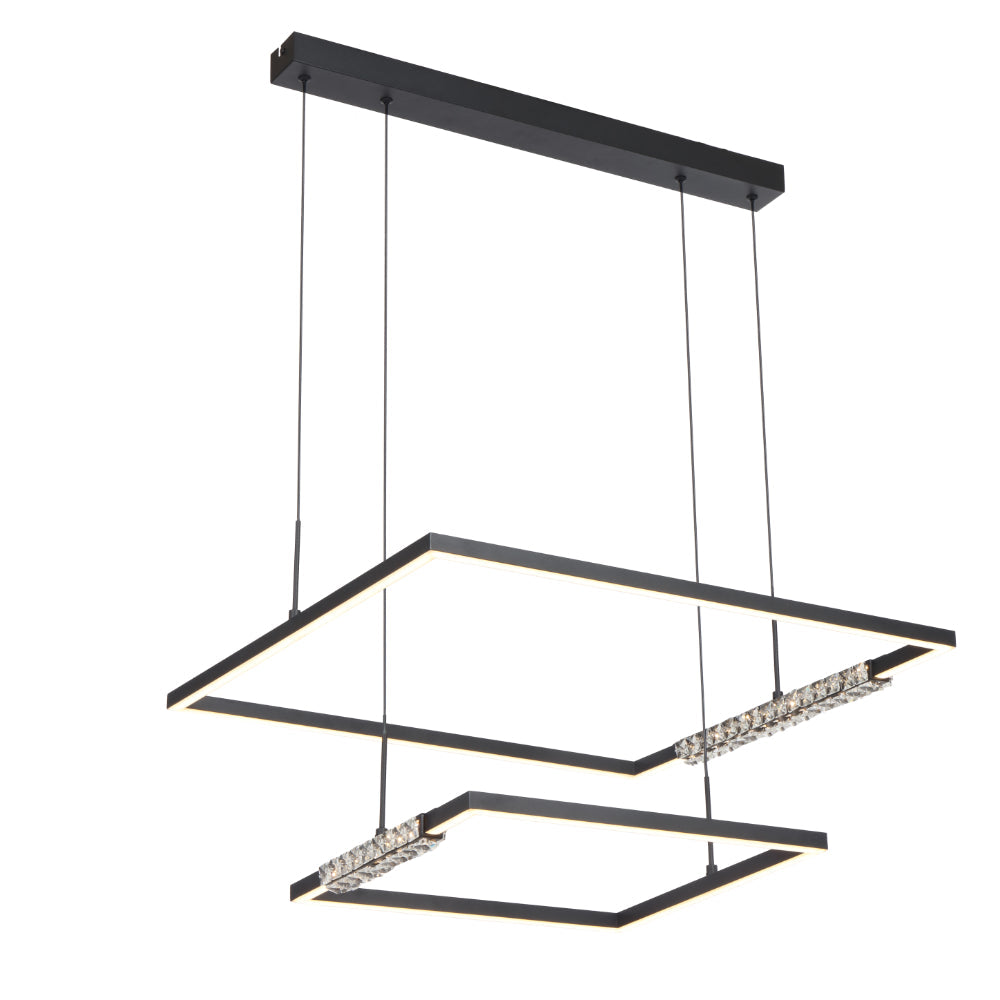 Zafra LED 2 Tier Pendent Light 50W Tri Colour Black - ZAFRA PE2T-BK
