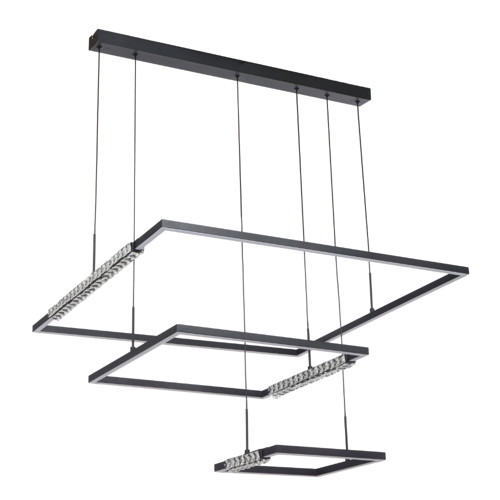 Zafra LED 3 Tier Pendent Light 80W Tri Colour Black - ZAFRA PE3T-BK