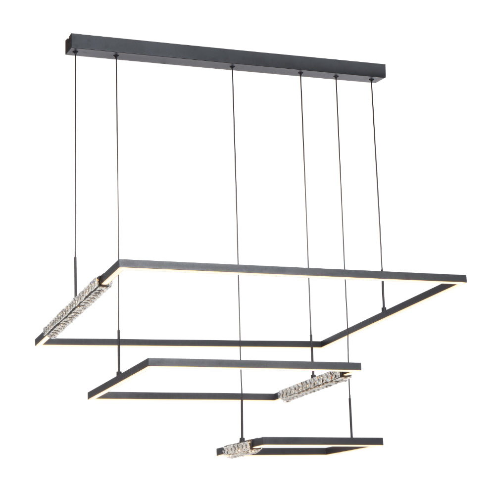 Zafra LED 3 Tier Pendent Light 80W Tri Colour Black - ZAFRA PE3T-BK