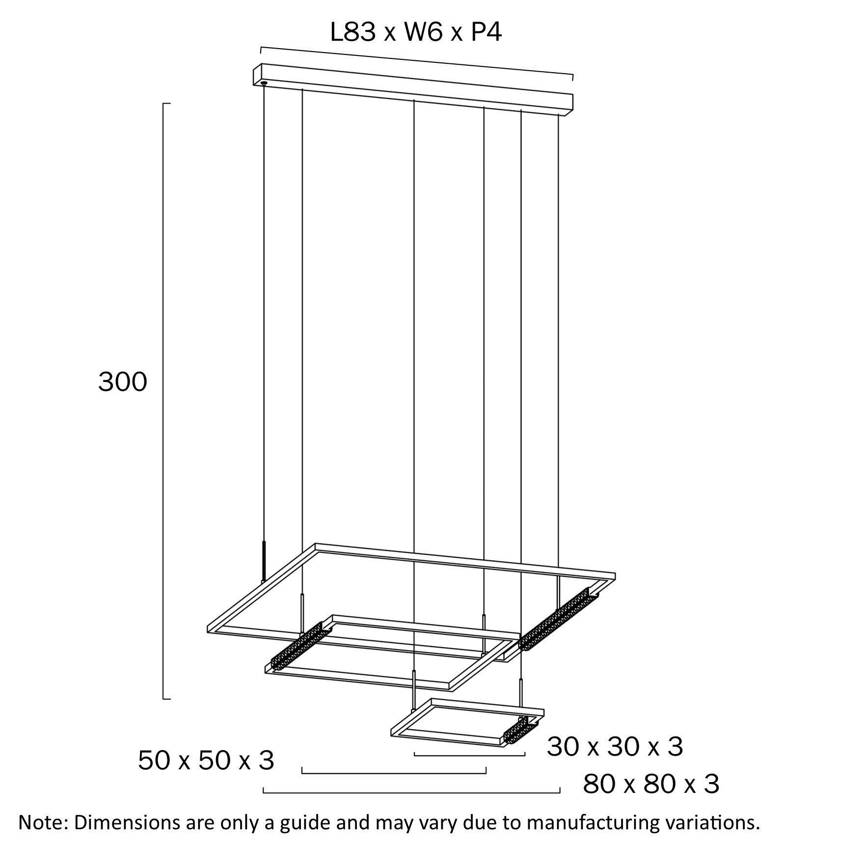 Zafra LED 3 Tier Pendent Light 80W Tri Colour Black - ZAFRA PE3T-BK