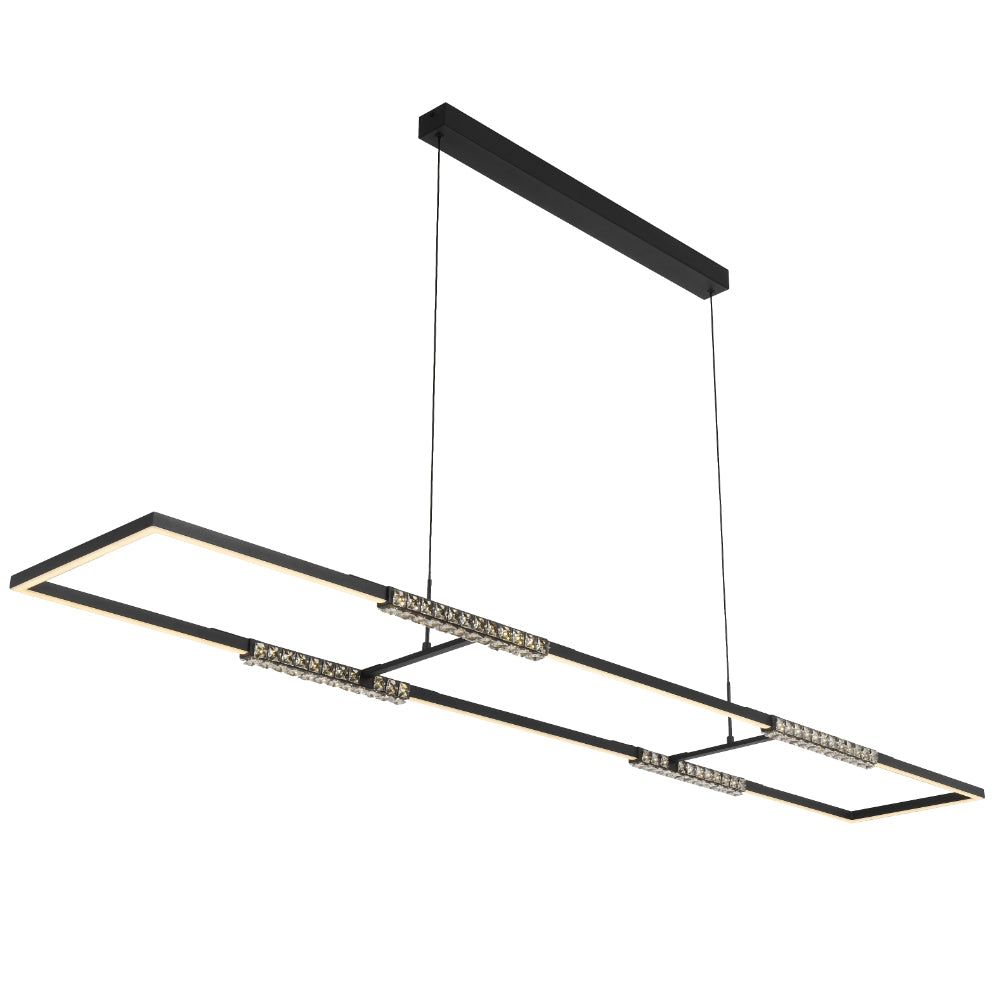 Zafra LED Rectangle Pendant Light 56W 3CCT Black - ZAFRA PER-BK