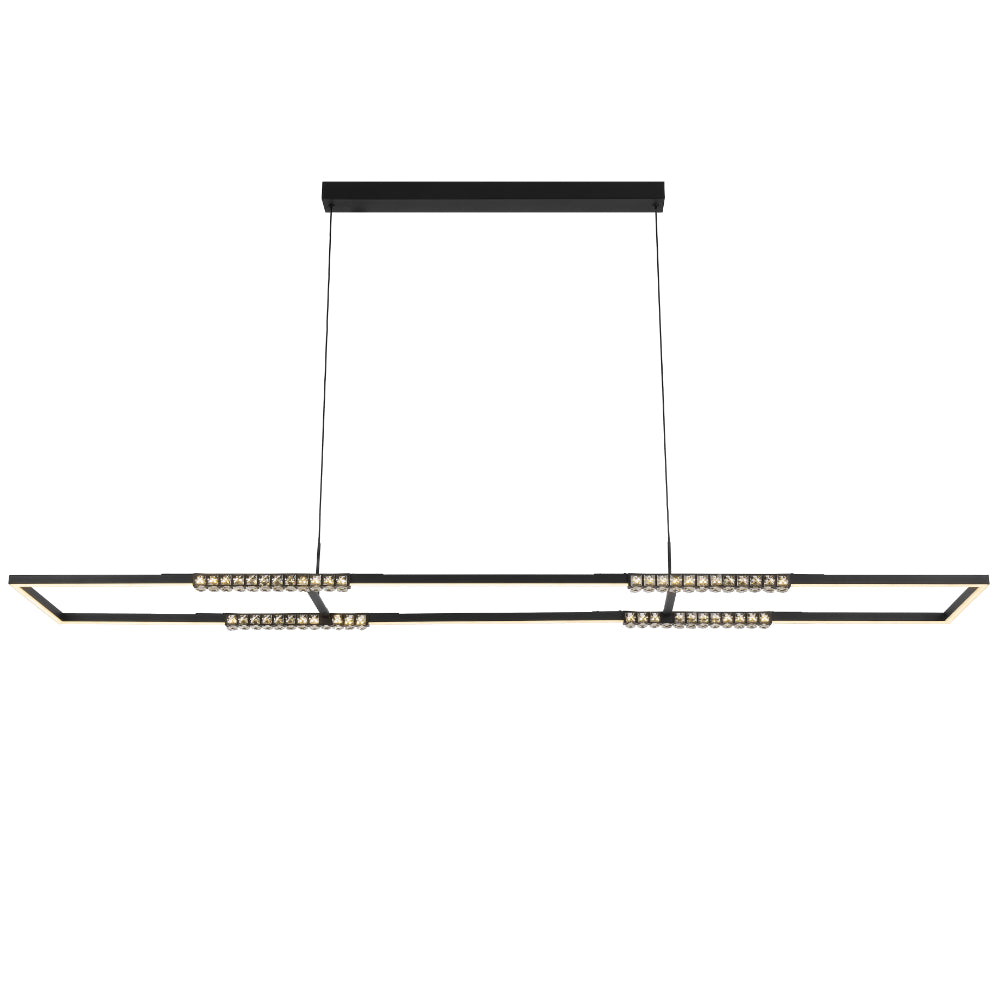 Zafra LED Rectangle Pendant Light 56W 3CCT Black - ZAFRA PER-BK
