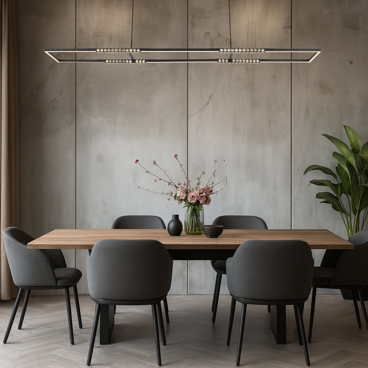 Zafra LED Rectangle Pendant Light 56W 3CCT Black - ZAFRA PER-BK