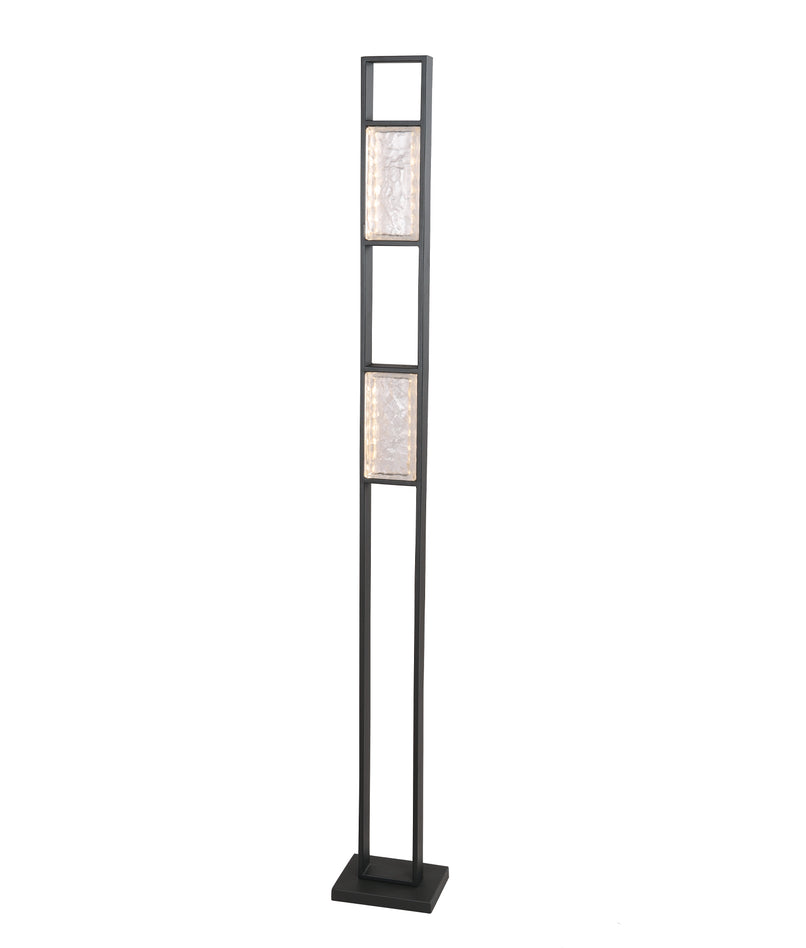Zeigel LED Rectangular Textured Ice Glass Diffuser Floor Lamp 16W 3000K Satin Black - ZEIGEL-F1