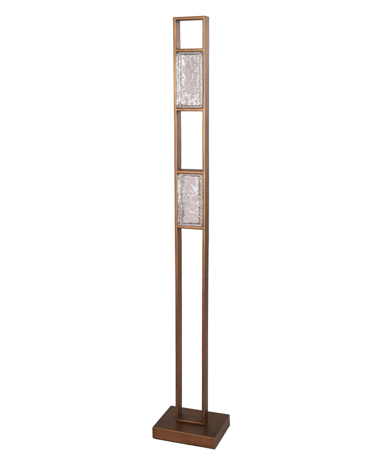 Zeigel LED Rectangular Textured Ice Glass Diffuser Floor Lamp 16W 3000K Antique Brass - ZEIGEL-F2
