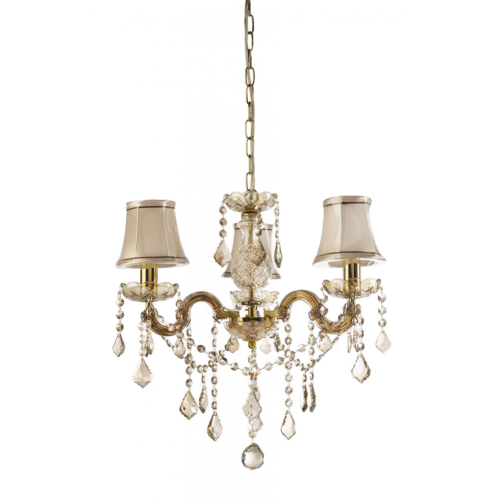 Buy Chandeliers Australia Fiorentino Lighting - NOTREDAME 3 Crystal Chandelier Amber & Beige