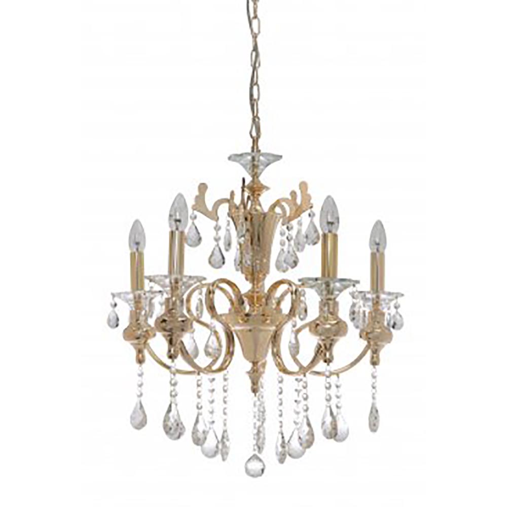 Fiorentino Lighting - AMATRICE 5 Light Gold Crystal Chandelier