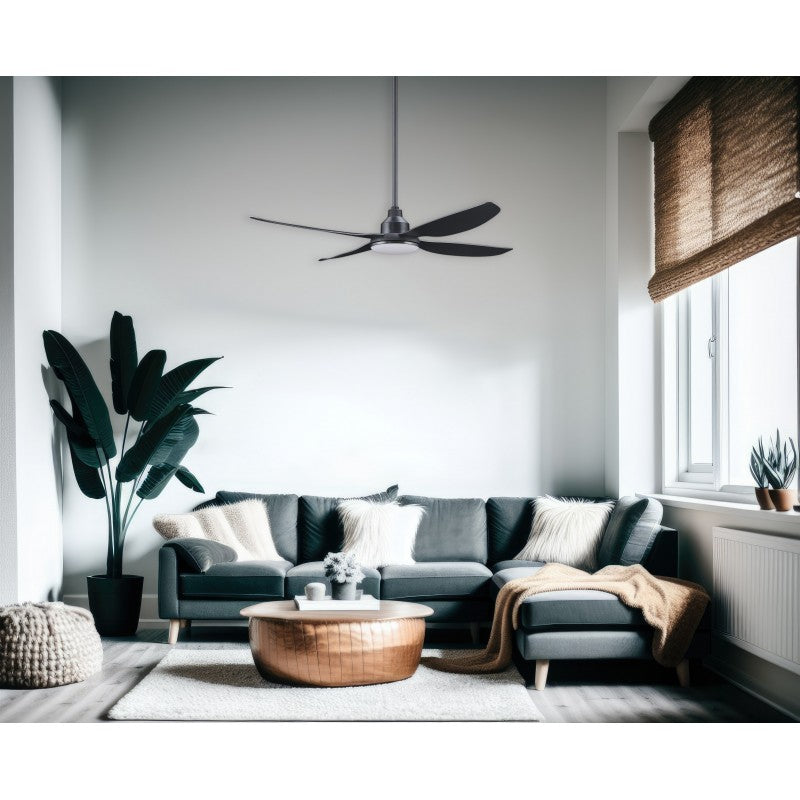 Alaska DC Ceiling Fan 48" Black With CCT LED Light And Remote - ALA1204BL-L